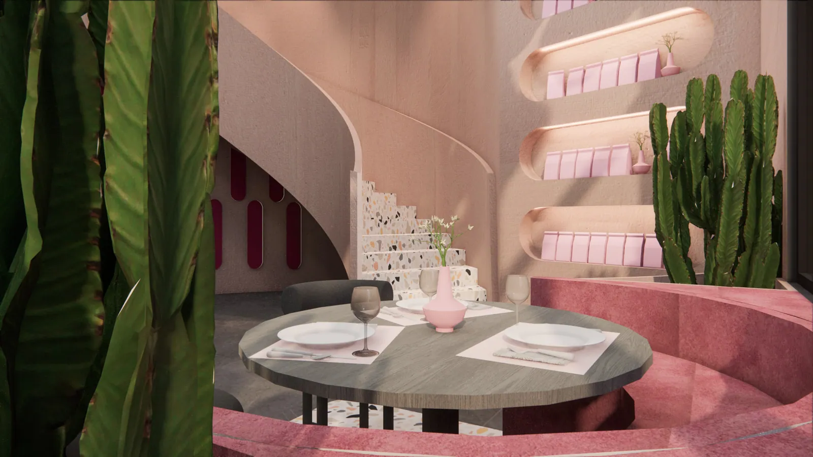 Velvet Café, interior render